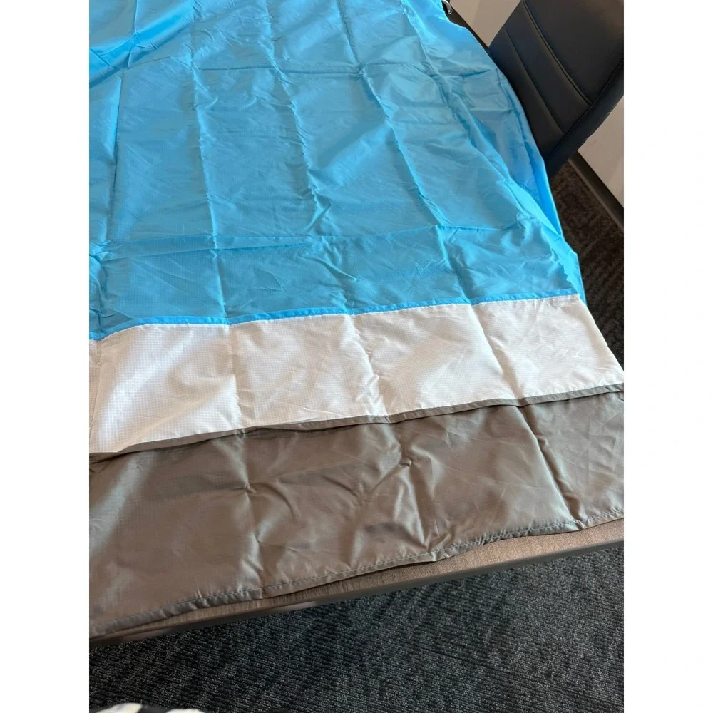 Blue Ripstop Nylon Beach Blanket Sand Free Outdoor Picnic Mat with Stakes 82x78